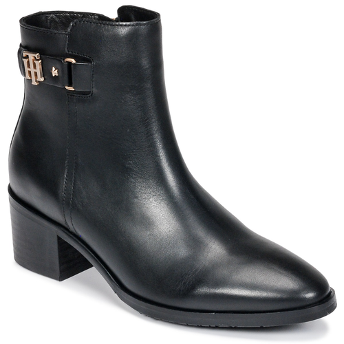 Tommy Hilfiger Gle nja e TH BUCKLE MID HEEL BOOT LEATHER Crna
