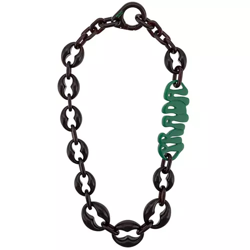 Prada plexiglass logo necklace women Brown Ceneje.si