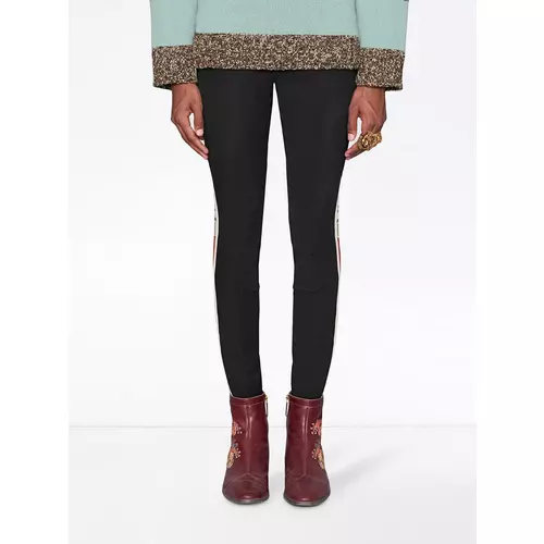 Gucci Gabardine stretch pants with Gucci stripe men Black