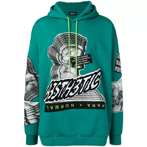 Diesel Hoodie with a3sth3tic patch men Green Idealno.ba