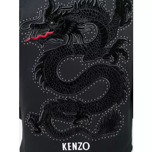 Kenzo dragon embroidery zip front hoodie men Black Idealno.ba