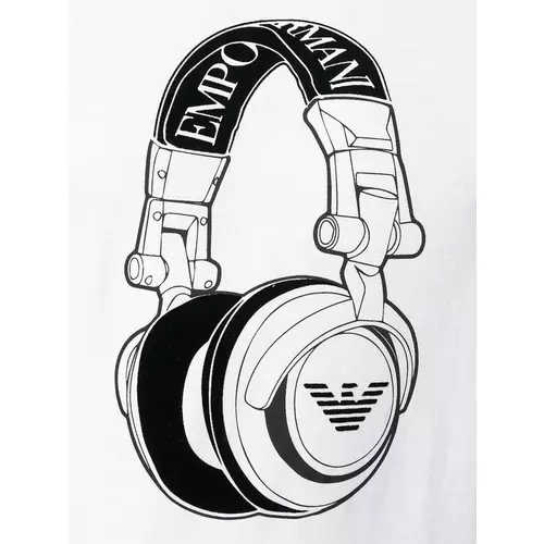 Emporio Armani headphones print T shirt men White Idealno.ba
