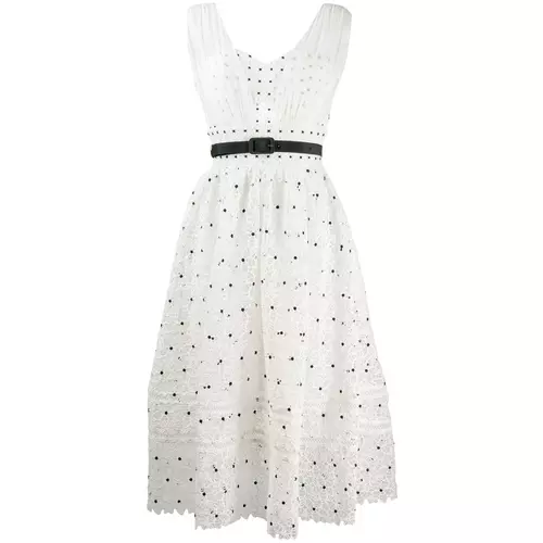 knee length dresses for ladies Vrane Pink Guipure-lace Midi Dress, S / Pink