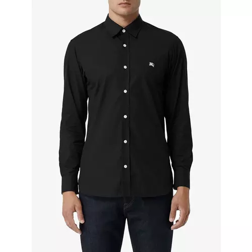 Burberry Contrast Button Stretch Cotton Shirt men Black Idealno.ba