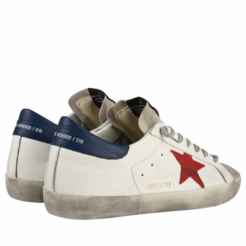 GOLDEN GOOSE DELUXE BRAND Superstar Low Top Trainers Wht Red Star