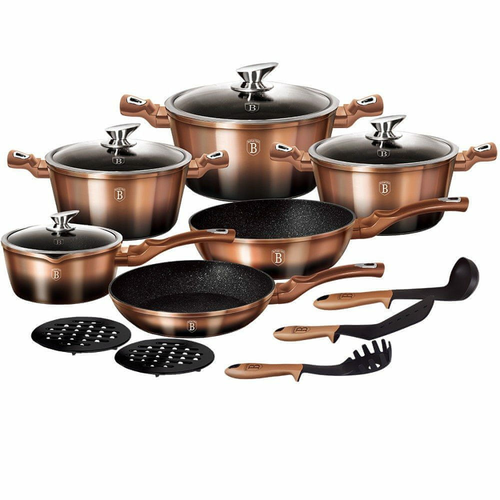 Berlinger Haus Rose Gold Satin Set di Posate Oro Opaco 24 Pezzi in Acciaio Inox Finitura Satinata, Servizio Posate per 6 Persone, Campeggio, Hotel, Cutlery Set Design Moderno ed Elegante, Oro Rosa