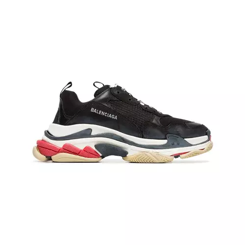 Balenciaga Black Triple S Leather Sneakers men Black