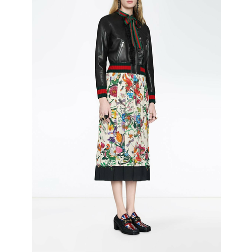Gucci ruffle leather bomber jacket best sale