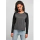 Womens contrasting raglan long sleeves charcoal/black
