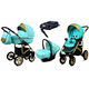 Babylux Gold Lux Mint | 4v1 Kombinirani Voziček kompleti | Otroški voziček + Carrycot + Avtosedežem + ISOFIX