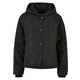 Womens Oversized Diamond Quilted Hooded Jacket Black