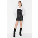 Trendyol Black A-Line Shirt Collar Tweed Mini Woven Dress