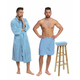 Interkontakt Svetlo modri komplet: kopalni plašč KIMONO + moški kilt za savno + kopalna brisača Kopalni plašč velikost XXL