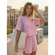Sinsay - Comfort bluza sa kratkim rukavima i dodatkom viskoze - roze