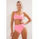 Trendyol Pink Strapless High Waist High Leg Regular Core Bikini Set