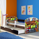 Drveni dječji krevet s bočnom stranicom i dodatnom ladicom na izvlačenje – wenge 160×80