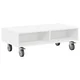 Vidaxl Stranska miza s kolesi Bela 90 x 50 x 30 cm Konstruiran les