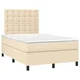 Vidaxl Box spring postelja z vzmetnico krem 120x190 cm blago