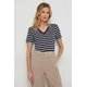 Bombažna kratka majica Tommy Hilfiger ženska, mornarsko modra barva, WW0WW40584