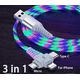 shumee Kabel za telefon 3v1 micro USB USB-C Apple 200CM svetleč