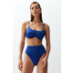 Trendyol Saxe Blue Textured High Waist High Leg Hipster Bikini Bottoms