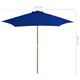 Vrtni suncobran s drvenim stupom 270 cm plavi