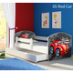 Dječji krevet ACMA s motivom, bočna bijela + ladica 140x70 cm - 05 Red Car