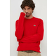 Vuneni pulover Lacoste za muškarce, boja: crvena