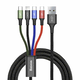 shumee Kabel USB kabel 4v1 Iphone Lightning 2 x USB-C microUSB v najlonski pletenici 3.5A 1.2m črn