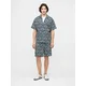 Jack & Jones Komplet srajca in kratke hlače iz blaga Milo Seersucker Resort 12297829 Mornarsko modra Loose Fit