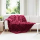 vidaXL Dežnik iz umetnega zajčjega krzna Bordeaux rdeča 150 x 220 cm