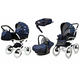 Babylux Margaret White Navy Blue Star | 4v1 Kombinirani Voziček kompleti | Otroški voziček + Carrycot + Avtosedežem + ISOFIX