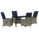 Set stola i stolica s jastukom 5 pcs Siva PE ratan