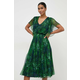 Svilena haljina Nissa boja: zelena, midi, širi se prema dolje