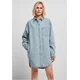 Womens oversized denim shirt dress tinted in light blue