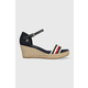 Sandale Tommy Hilfiger MID WEDGE CORPORATE za žene, boja: tamno plava, klin peta