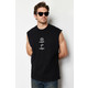 Trendyol Black Oversize/Wide-Fit Oriental Text Printed 100% Cotton T-Shirt/Athlete