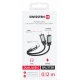 SWISSTEN NABIJALNI AUDIO ADAPTER TEKSTILNI USB-C (moški)/USB-C (ženski) in 3,5 mm AUX 0,12 M ČARNI