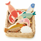 Drvena košarica s morskim plodovima Seafood Basket Tender Leaf Toys s ribama i školjkama
