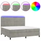 Vidaxl Box spring postelja z vzmetnico LED svetlo siva 200x200cm žamet