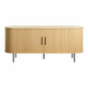 Nizka komoda v hrastovem dekorju z drsnimi vrati v naravni barvi 76x180 cm Nola – Unique Furniture