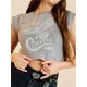 Sinsay - Pamučni crop top sa printom - svetlo siva