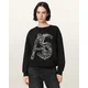 AllSaints Majica Linx Pippa srebrno-siva/črna/bela