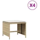 shumee Vrtni stolčki z blazinami 4 kosi bež 41x41x36 cm poli ratan