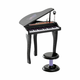 HOMCOM električni klavir igrača glasbeni inštrument za otroke s 37 tipkami mikrofonom in stolčkom 48x39x69cm črna