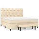 Vidaxl Box spring postelja z vzmetnico krem 180x200 cm blago