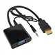 E-GREEN Adapter HDMI (M) VGA D-sub (F) + Audio kabl 3.5mm (M/M) crni