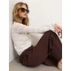 Sinsay - Wide leg pantalone sa viskozom - tamno braon
