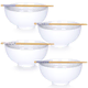 shumee Skleda za ramen s palčkami, bel porcelan, 20 cm, 1,6 l, 4 kosi.