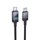 Hoco Kabel USB-C na USB-C Hoco 3A 60 W z zaslonom, 1 m, X118, črn